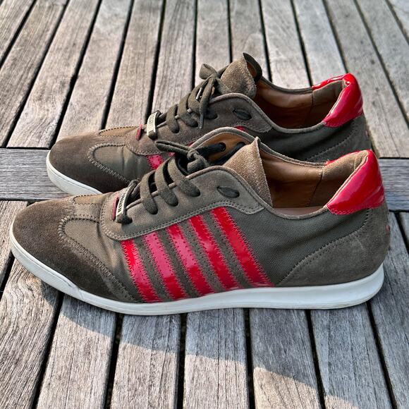Dsquared2 Sneakers Men Size 44 EU 11 US Green Red Suede Canvas Shoes VGP - Picture 5 of 15